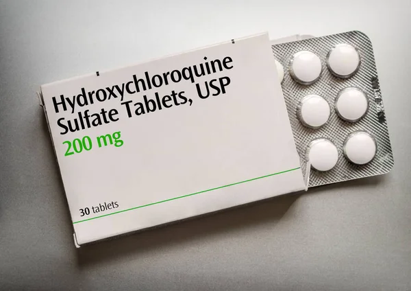 Doos Met Hydroxychloroquine Tabletten Artistieke Weergave — Stockfoto