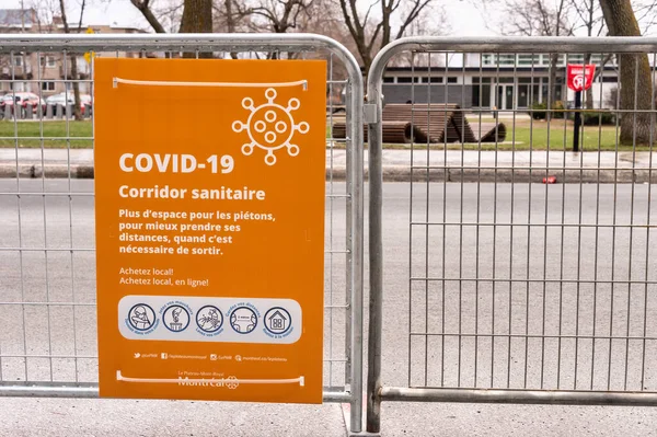 Montréal Avril 2020 Panneau Couloir Santé Publique Pendant Pandémie Covid — Photo