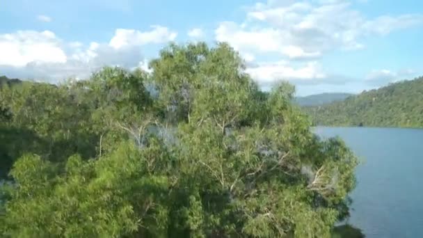 Um tiro aéreo revelador de um lago . — Vídeo de Stock