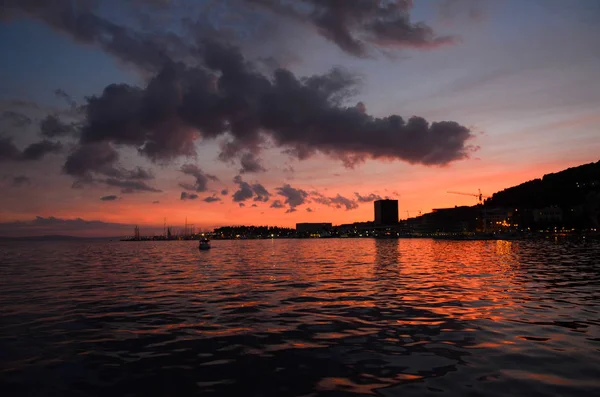 Coucher Soleil Spectaculaire Sur Mer — Photo