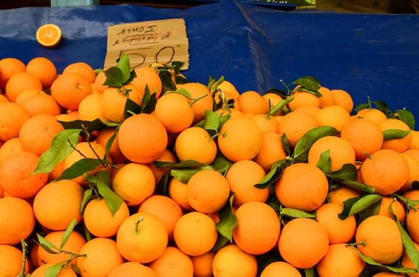 Biologische Verse Sinaasappelen Fruitmarkt Close View — Stockfoto