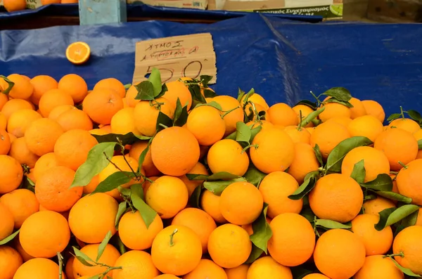 Laranjas Orgânicas Frescas Mercado Frutas Vista Close — Fotografia de Stock