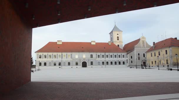 Stadsarchitectuur Gebouwen Osijek Kroatië — Stockvideo