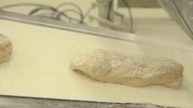 Fırın üretiminde pişmemiş ekmeğin yakın plan görüntüsü