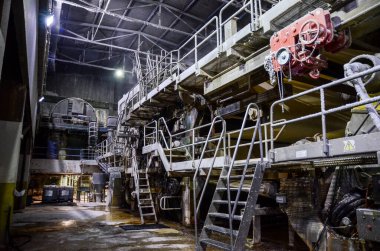 Eski dev kağıt yapımı makineler, fabrika üretim tesisi