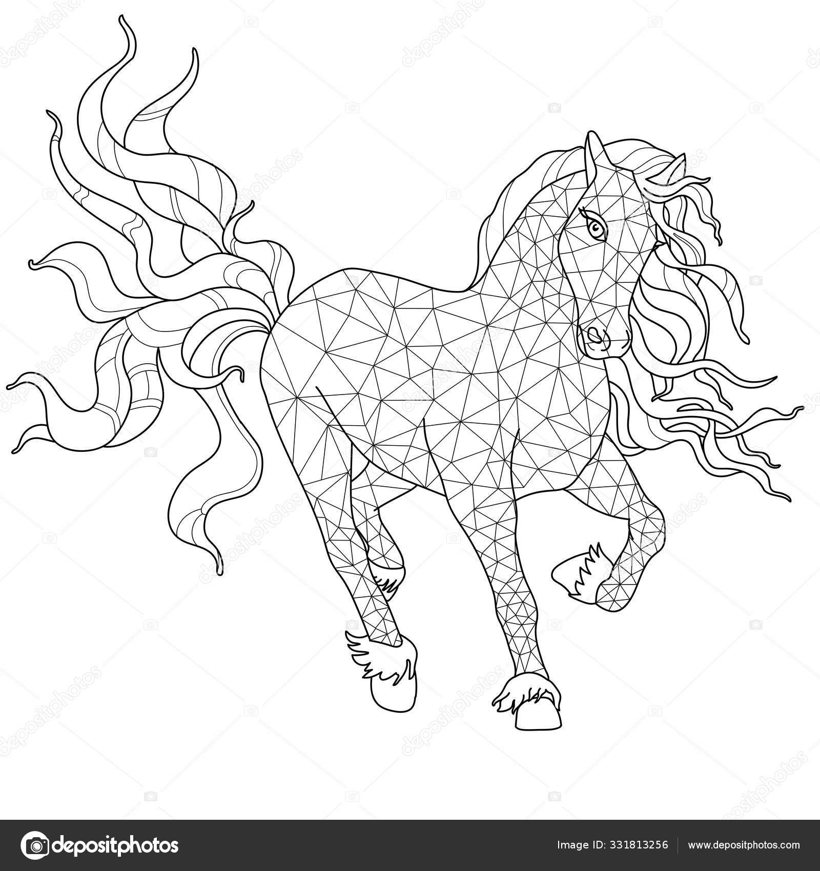 Desenhos para colorir de desenho de um cavalo selvagem para