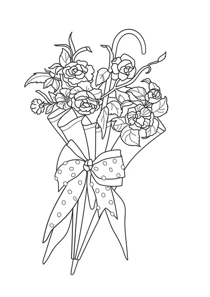 Σελίδα Χρωματισμού Zentangle Χρωματισμός Ομπρέλα Και Ανοιξιάτικα Λουλούδια Freehand Σχέδιο — Διανυσματικό Αρχείο
