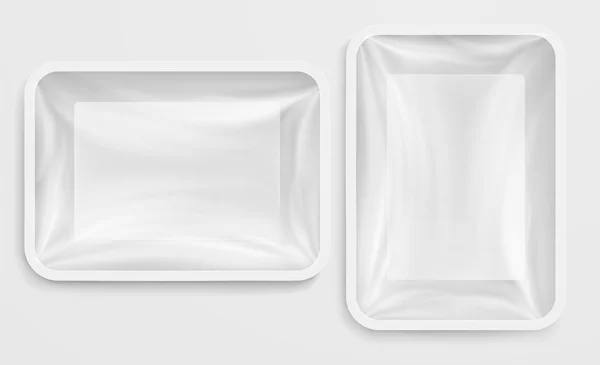 空の白いプラスチック ボックス保存容器。食品包装 — ストックベクタ