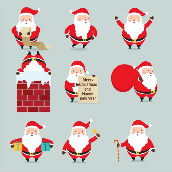 Ensemble De Père Noël Sur Noël . — Image vectorielle