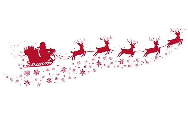 Santa on Sleigh and with reindeers. — Stock Vector