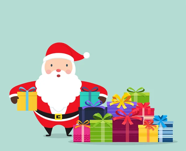 Weihnachtsmann mit Geschenken in der Hand. — Stockvektor