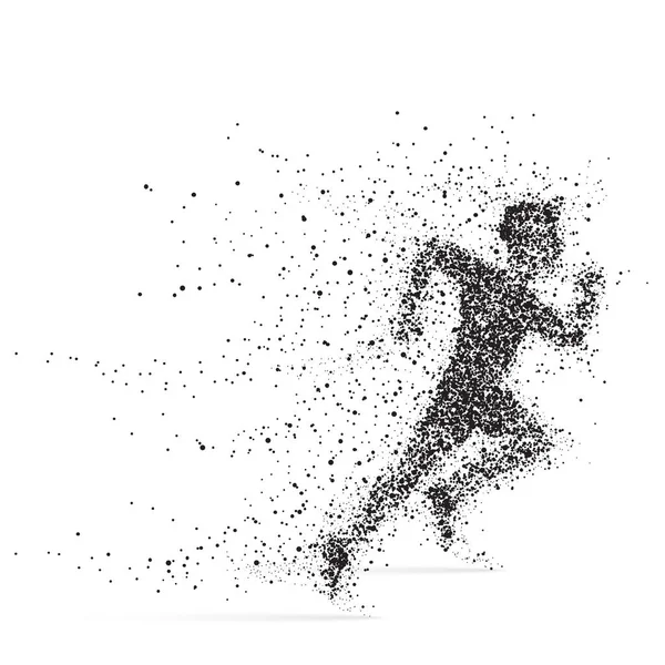Running Man. Atleta com partículas explosivas . —  Vetores de Stock