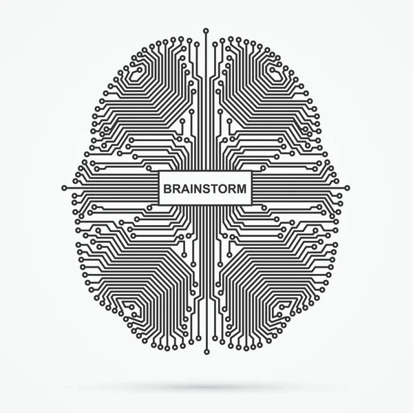 Brain. Brainstorming, power thinking  technology. — Stock Vector