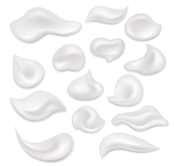 Crema blanca. Producto blanco cosmético, mousse, gel, crema batida . — Vector de stock