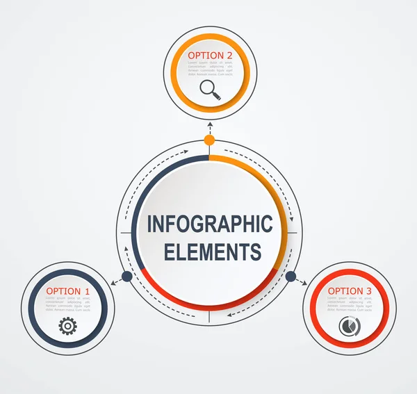 Présentation modèle infographique d'entreprise avec 3 options. — Image vectorielle