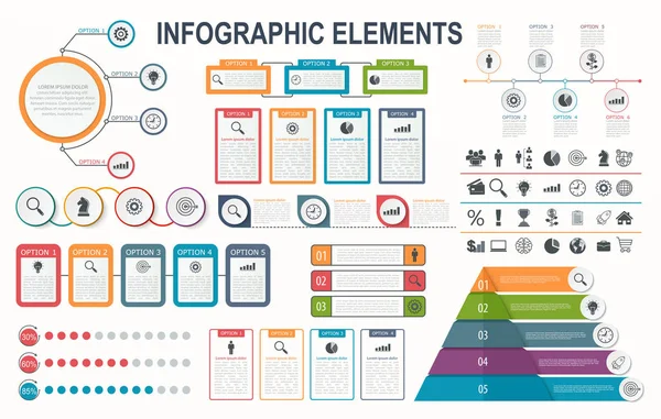 Infographic 요소, 다이어그램, 워크플로 레이아웃, 비즈니스 단계 옵션, 배너, 웹 디자인 — 스톡 벡터