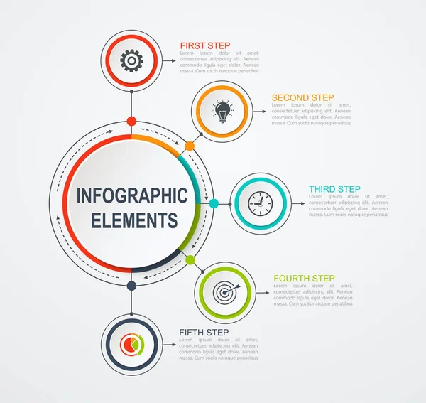 Presentatie business infographic template met 5 opties. — Stockvector