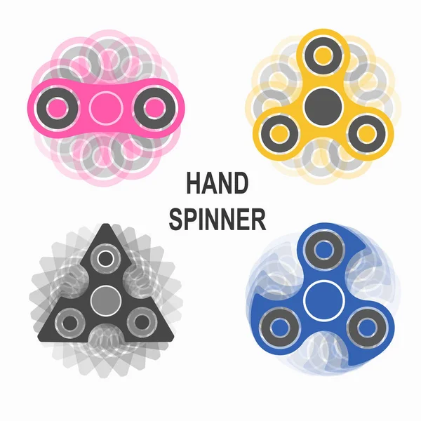 Hand spinner toys. Fidget toy emblem on white background. — Stock Vector