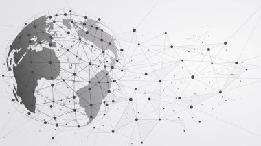 Küresel ağ bağlantı noktaları ve çizgileri ile. N tel kafes