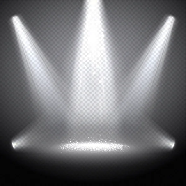 Φωτισμός σκηνής με φωτεινές ακτίνες. — Διανυσματικό Αρχείο