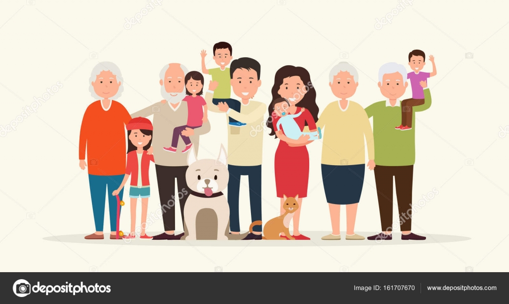 Big family together. Parents and children, grandparent along wit Stock  Vector Image by ©Ramcreative #161707670