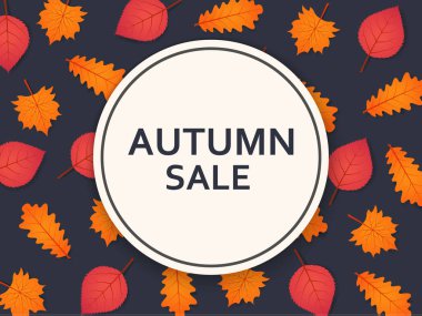 Yaprakları ve afiş sonbahar satış arka plan. 