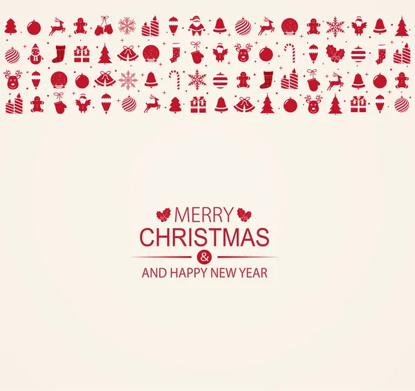 Weihnachtsschmuck mit roten Ikonen. Hintergrund zum neuen Jahr. — Stockvektor