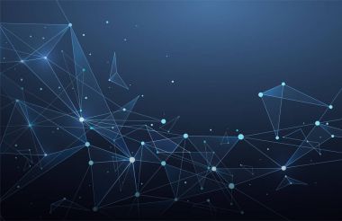 Soyut küresel ağ bağlantı noktaları ve çizgileri ile.