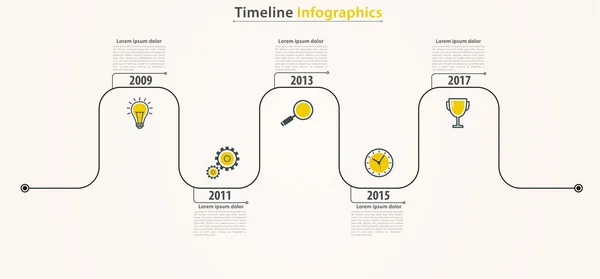 Infográficos de linha do tempo de negócios. Processo de trabalho com períodos de anos . —  Vetores de Stock