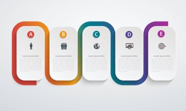 5 adım yapısı ile iş Infographic tasarım şablonu 