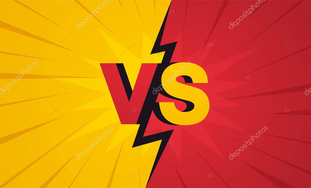 Versus screen. Fight backgrounds against each other, Yellow vs red.