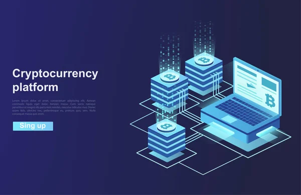 Criptomoeda Blockchain Criação Plataforma Moeda Digital Negócios Web Análise Gestão —  Vetores de Stock