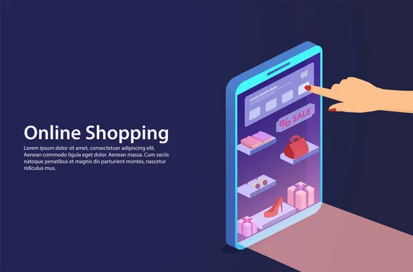 Koncept nakupování online ze smartphone. — Stockový vektor