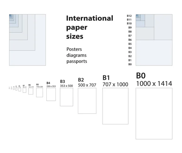 Padrão internacional de tamanhos de papel para imprimir B0 - tipo B12 . — Vetor de Stock