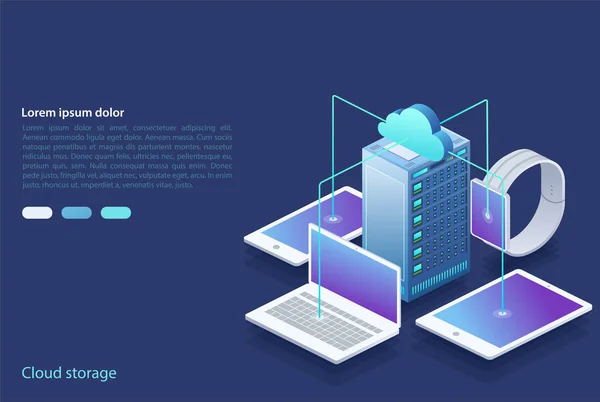 Centro Datos Concepto Almacenamiento Nube Transferencia Datos Tecnología Transmisión Datos — Vector de stock