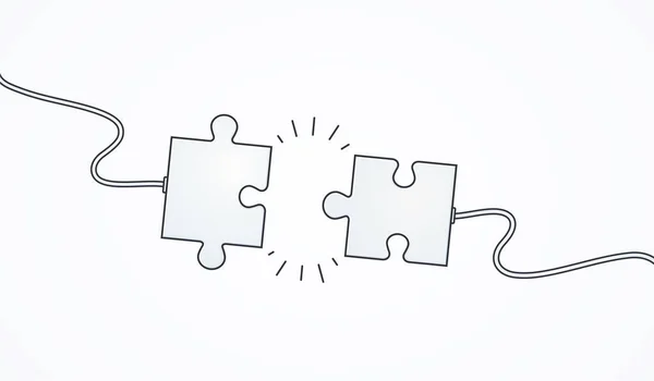 Concepto de negocio que conecta las piezas del rompecabezas, resolviendo un problema. Pérdida de conexión . — Vector de stock