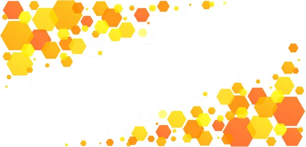 Células de abelhas hexágonas de favo de mel. Padrão geométrico abstrato amarelo-alaranjado das células da colmeia . —  Vetores de Stock