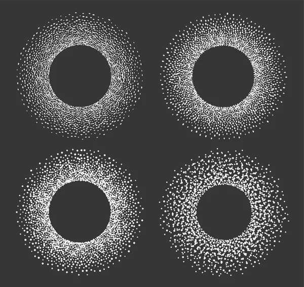 Natal branco moldura de neve vazia com pontos de partículas. Jogo de bordas circulares festivas de inverno abstratas com lugar do texto . —  Vetores de Stock