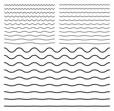 Dalgalı zikzak çizgileri. Kusursuz dolambaçlı yatay doğrusal şekiller.
