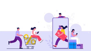 İnternet sitesinden ya da mobil uygulamadan alışveriş. İnsanlar internetten akıllı telefondan ödeme yapıyorlar. Çevrimiçi mağazalar ve e-ticaret.