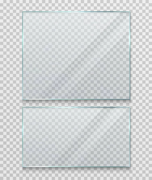 Transparent glass banner, frame. Flat gloss glass window or panel on a transparent background. — Stock Vector