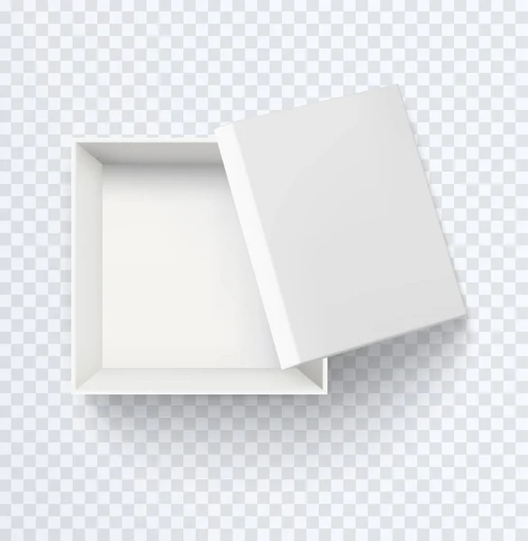 Weiße Leere Schachtel Von Oben Realistische Halb Offene Pappschachtel Attrappe — Stockvektor