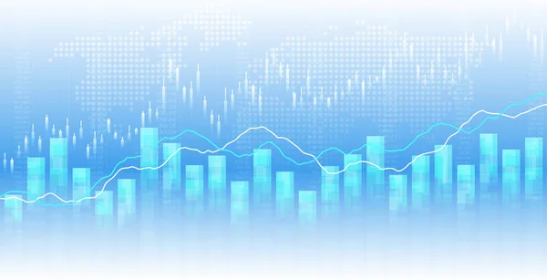 Business financiële aandelen trading chart met stijgende grafiek en groeilijnen. — Stockvector