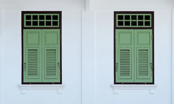 Vintage green windows — Stock Photo, Image