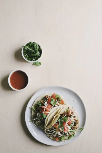 Classic American Ground Beef Soft Tacos — Stock Photo, Image