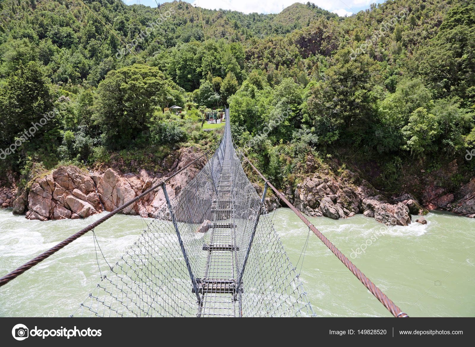 Walking Buller Gorge Swingbridge Stock Photo C Kojoty