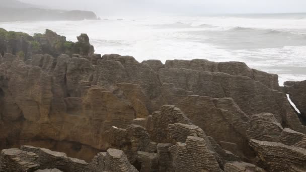 Piedras de panqueque - Nueva Zelanda — Vídeo de stock