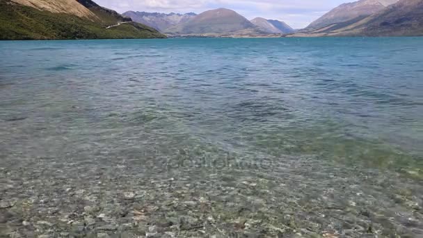 Klart vatten i Wakatipu — Stockvideo