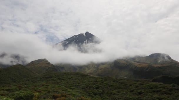 Egmont Cachecol Nuvens Taranaki Egmont Nova Zelândia — Vídeo de Stock