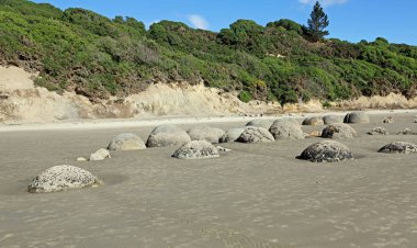 Koekohe Beach - Moeraki Boulders üzerinde Koekohe Beach, Yeni Zelanda